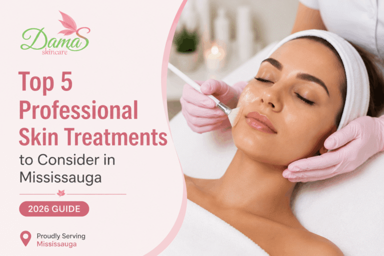 Woman receiving a professional skin treatment at a medical aesthetics clinic in Mississauga for healthier, glowing skin