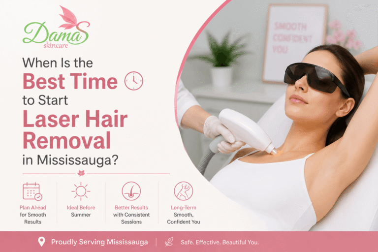 Woman receiving laser hair removal treatment in Mississauga during a professional skincare appointment