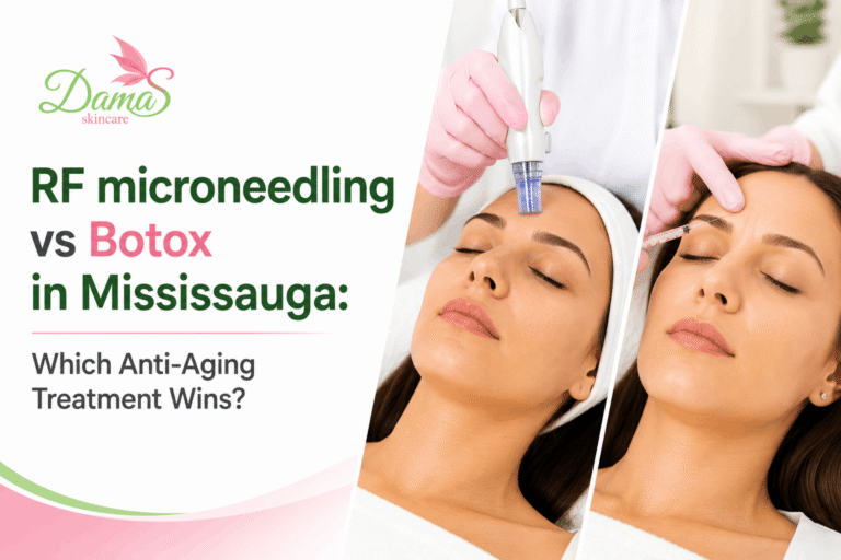 RF microneedling vs Botox treatment comparison for anti-aging and skin rejuvenation in Mississauga, Ontario